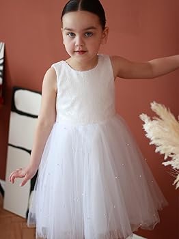 Amazon.com: zikusel Blush Pink Tulle Flower Girl Dress Sparkle